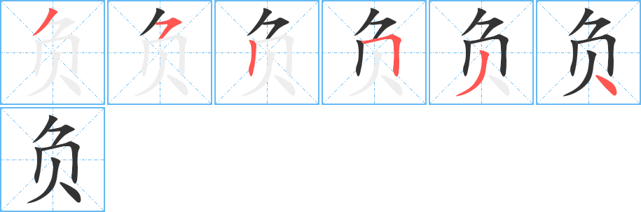 《负》的笔顺_演示负的笔顺及负字的笔画顺序 - 汉字笔顺 - 汉字笔顺网